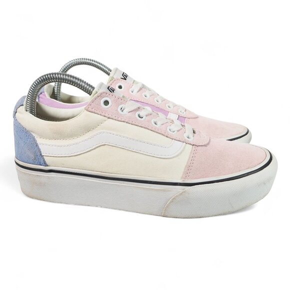 Vans Ward Platform Suede Colorblock Skate Sneakers Pink / Blue / White Women's 8 - Picture 4 of 11